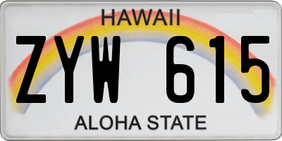 HI license plate ZYW615
