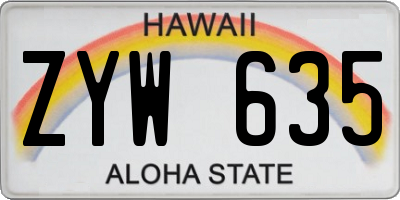HI license plate ZYW635