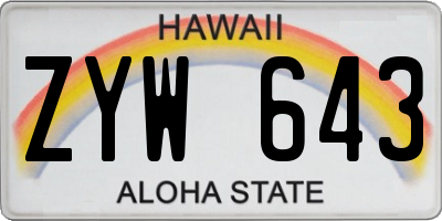 HI license plate ZYW643