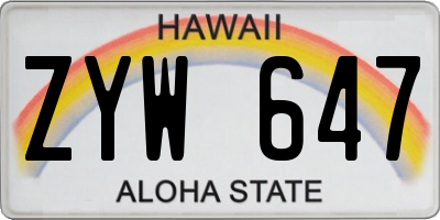 HI license plate ZYW647