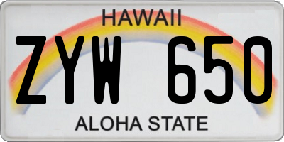 HI license plate ZYW650
