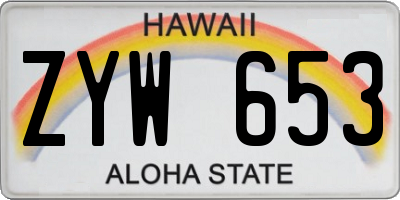 HI license plate ZYW653