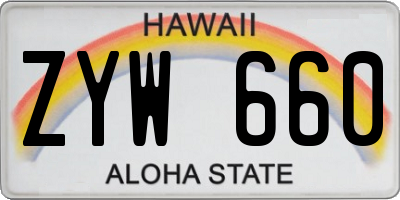 HI license plate ZYW660