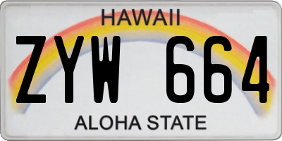 HI license plate ZYW664