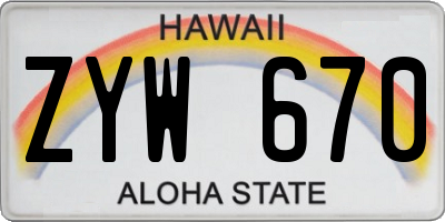HI license plate ZYW670