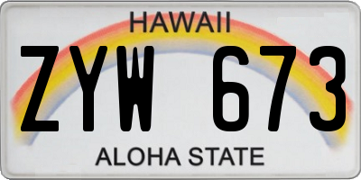 HI license plate ZYW673