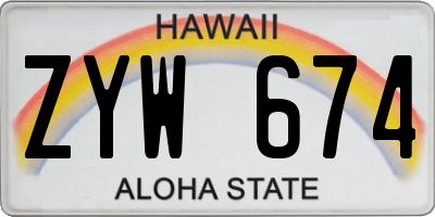 HI license plate ZYW674
