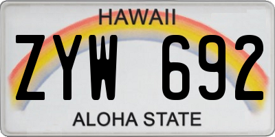HI license plate ZYW692