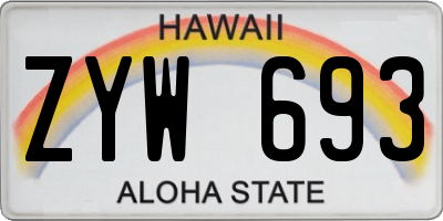 HI license plate ZYW693