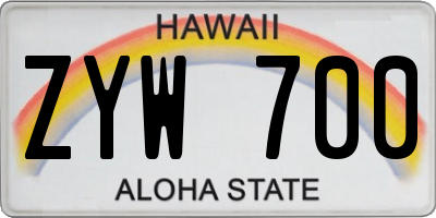 HI license plate ZYW700