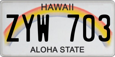 HI license plate ZYW703