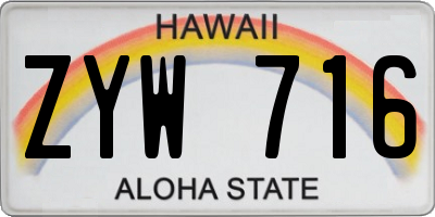 HI license plate ZYW716