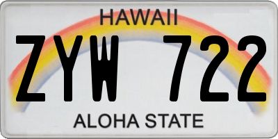 HI license plate ZYW722