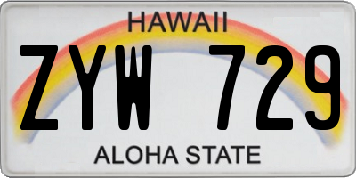 HI license plate ZYW729