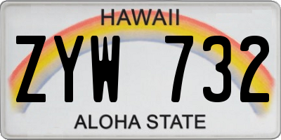 HI license plate ZYW732
