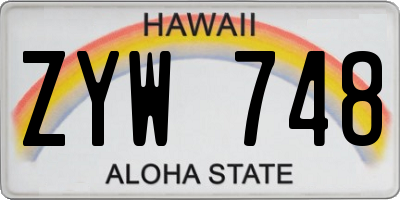 HI license plate ZYW748