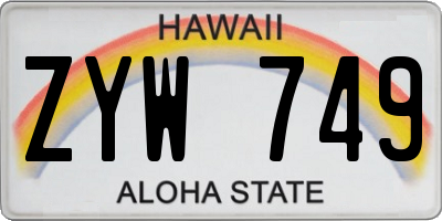 HI license plate ZYW749