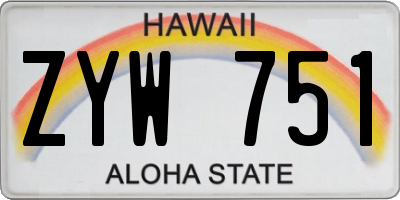 HI license plate ZYW751