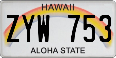 HI license plate ZYW753