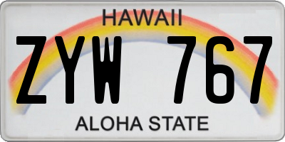 HI license plate ZYW767