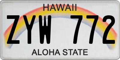 HI license plate ZYW772