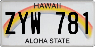 HI license plate ZYW781