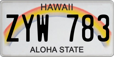 HI license plate ZYW783