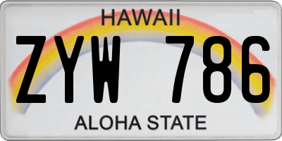 HI license plate ZYW786