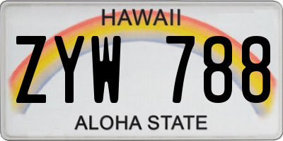 HI license plate ZYW788