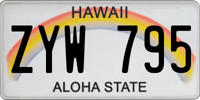 HI license plate ZYW795