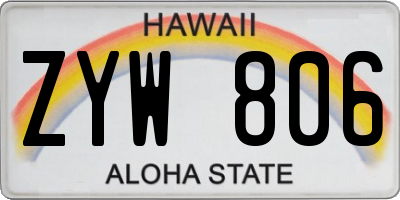 HI license plate ZYW806