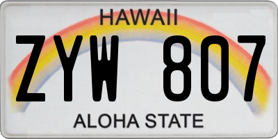 HI license plate ZYW807
