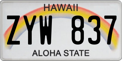 HI license plate ZYW837
