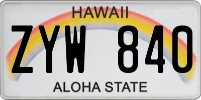HI license plate ZYW840