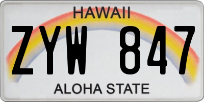 HI license plate ZYW847