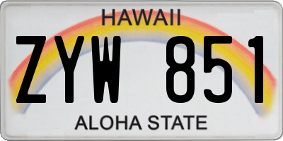 HI license plate ZYW851
