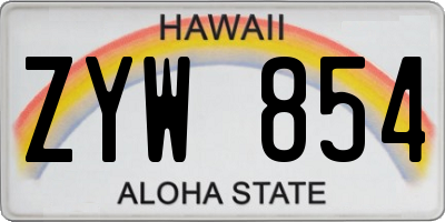 HI license plate ZYW854