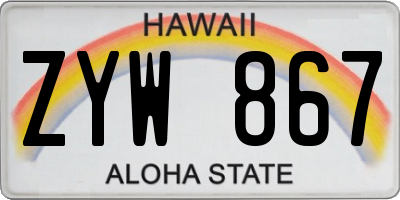 HI license plate ZYW867