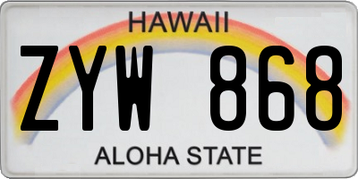 HI license plate ZYW868