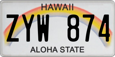 HI license plate ZYW874