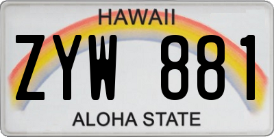 HI license plate ZYW881