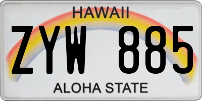 HI license plate ZYW885