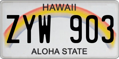 HI license plate ZYW903