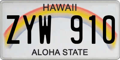 HI license plate ZYW910