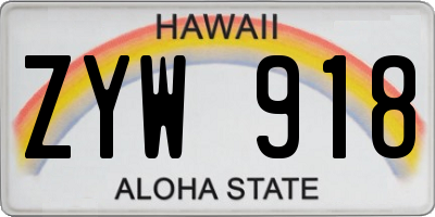 HI license plate ZYW918