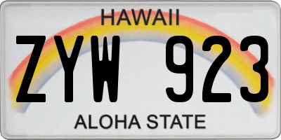 HI license plate ZYW923