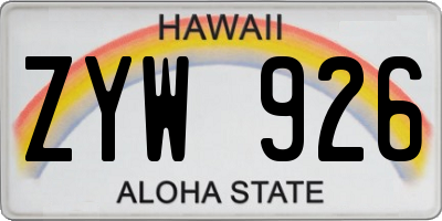 HI license plate ZYW926