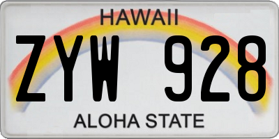 HI license plate ZYW928