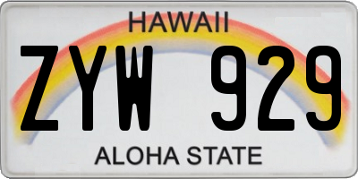 HI license plate ZYW929