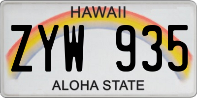 HI license plate ZYW935